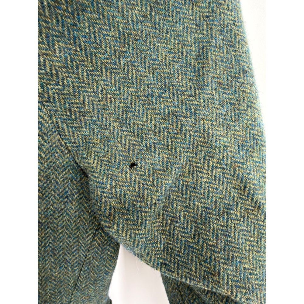 Vintage Lauren Ralph Lauren Petite Wool Blazer Green Herringbone Jacket Size 8P - Picture 4 of 9